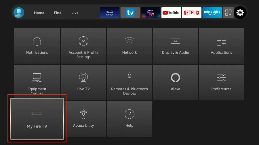 Select My Fire Tv
